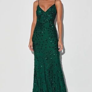 Sparkly Green Maxi Dress - size Small